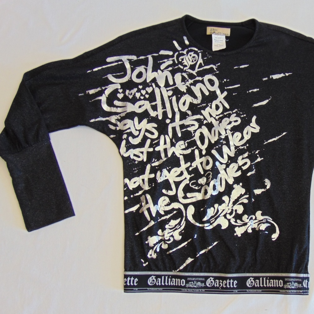 Galliano Gazette Kids Black Metallic T-shirt